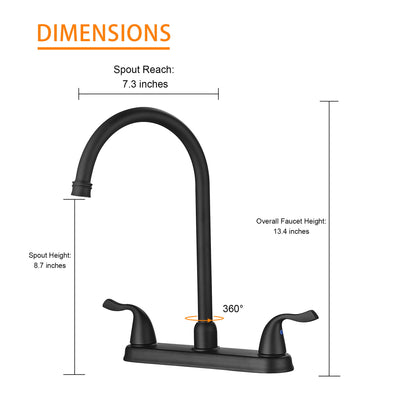 Stainless Steel Kitchen Sink Faucet With 2 Handles, 3 Hole Installation