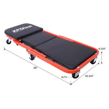 Mechanic Creeper, Z Creeper Seat 2 In 1 Low Profile With 6 Wheels Steel Vinyl - Red