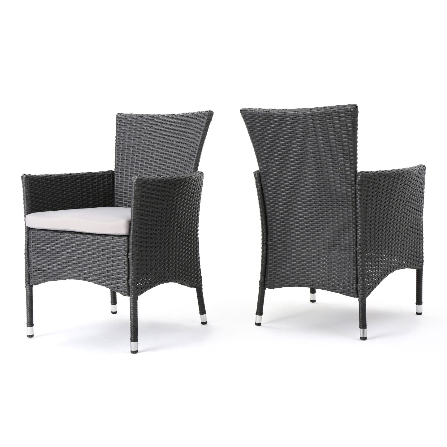 Dimensional Outdoor Dining Chair With Cushion Seat And Iron Frame (Set of 2)