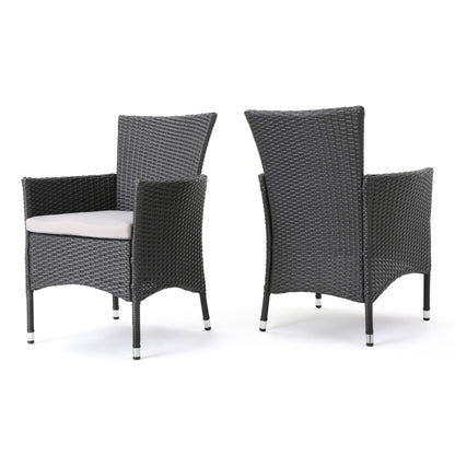 Dimensional Outdoor Dining Chair With Cushion Seat And Iron Frame (Set of 2)