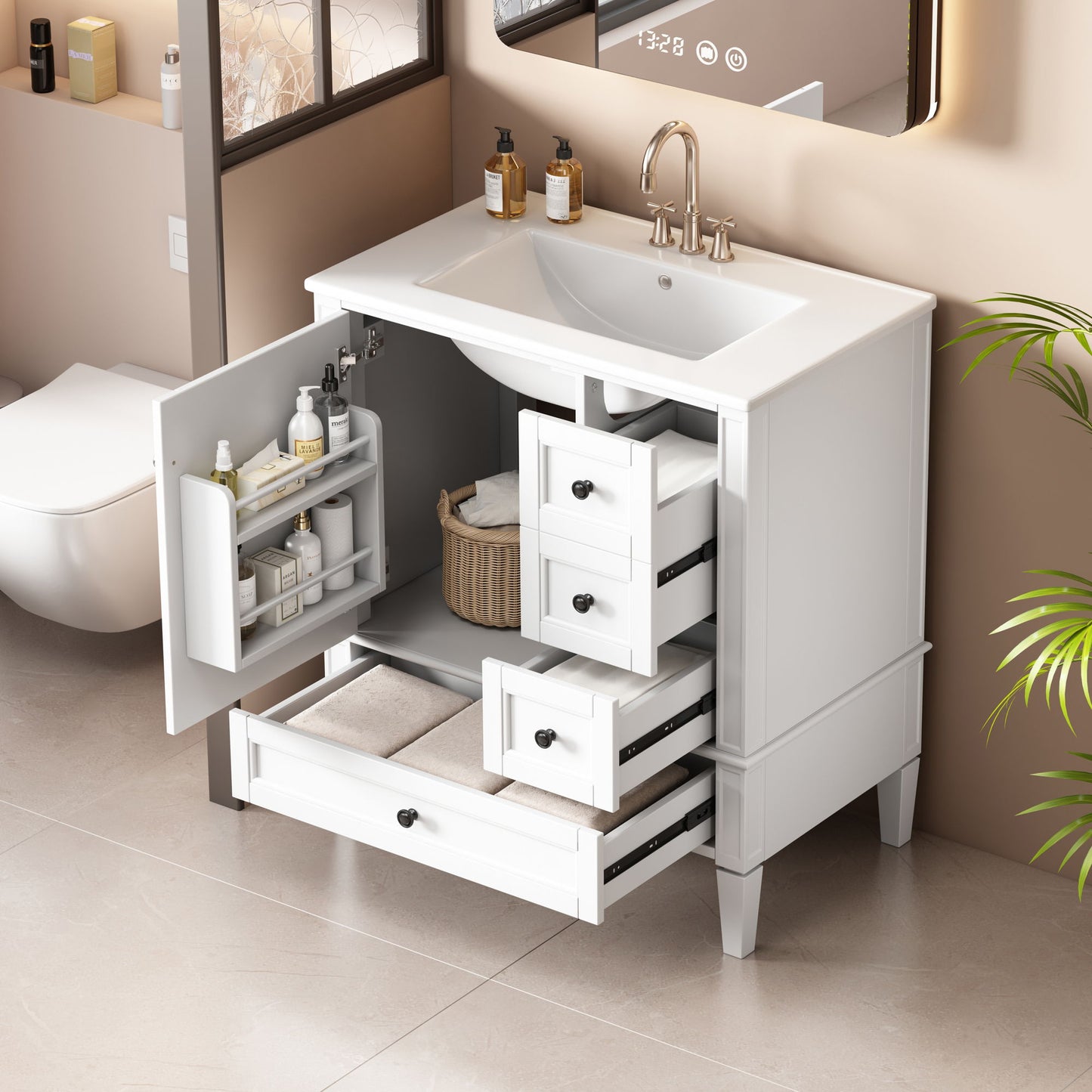 Bathroom Vanity With Sink, Storage Cabinet With 3 Drawers