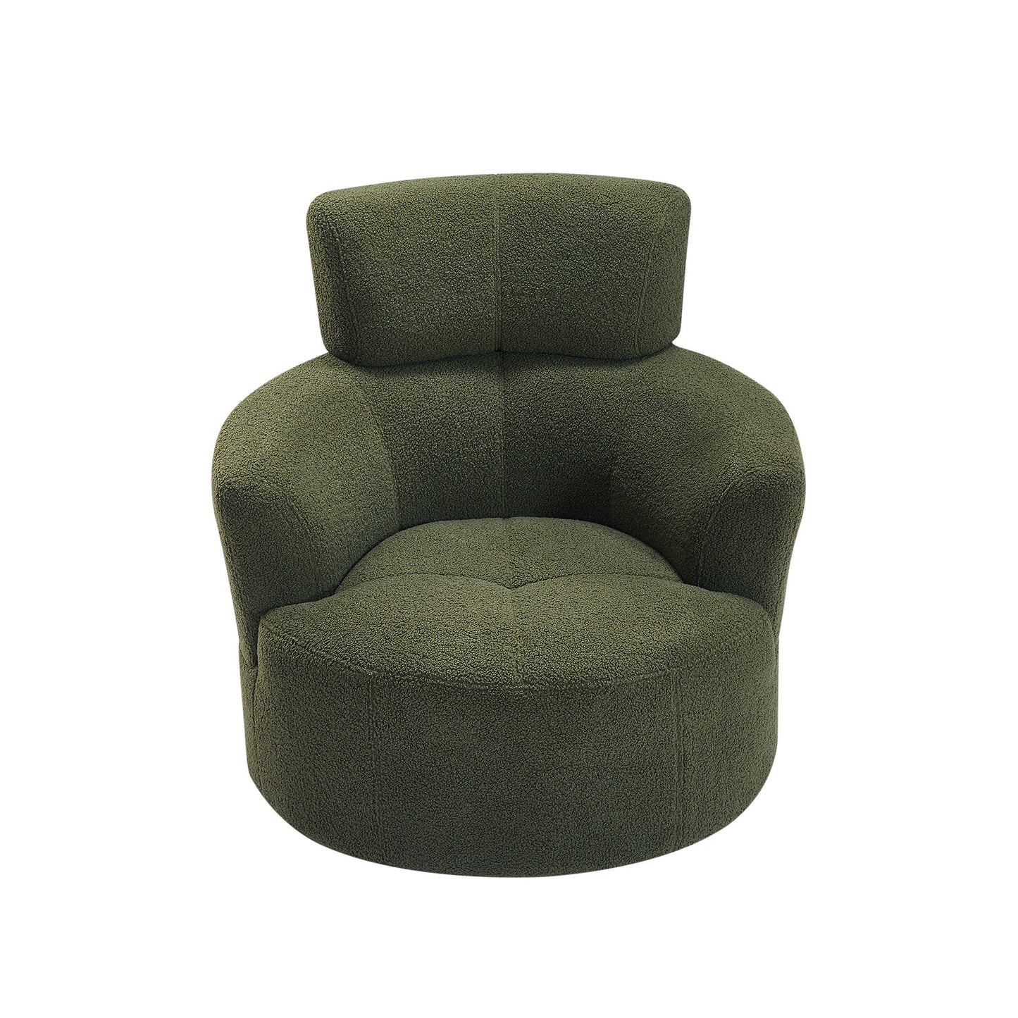 360° Swivel Chair Upholstered Accent Barrel Chair With Adjustable Headrest
