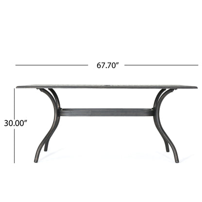 Enchantia - Outdoor Rectangular Dining Table With Weave Tabletop And Flared Legs - Copper