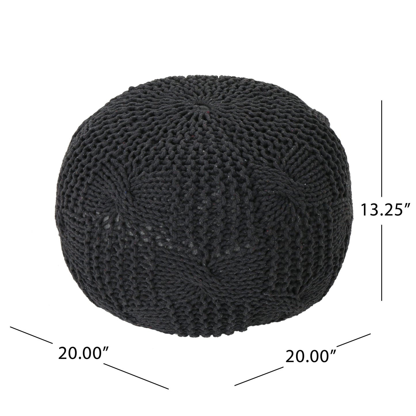 Bordeaux - Knitted Cotton Round Pouf
