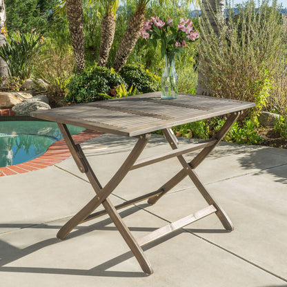 Blissique - Outdoor Foldable Wood Dining Table With Slat Design