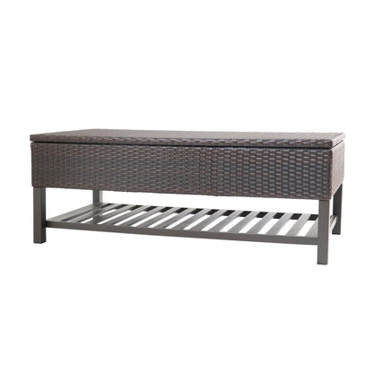 Regent - Storage Bench With Metal Rack - Brown Multi