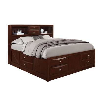 Lucille - 5 Piece Bedroom Set With Storage Drawers And Bookcase Headboard