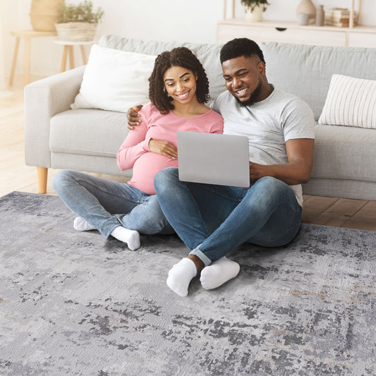 Marfi - 6' X 9' Abstract Area Rug - Ivory / Sand