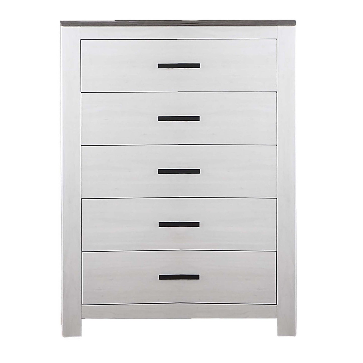 1 Piece Chest 2 Tone Sleek Bar Bedroom Furniture - White