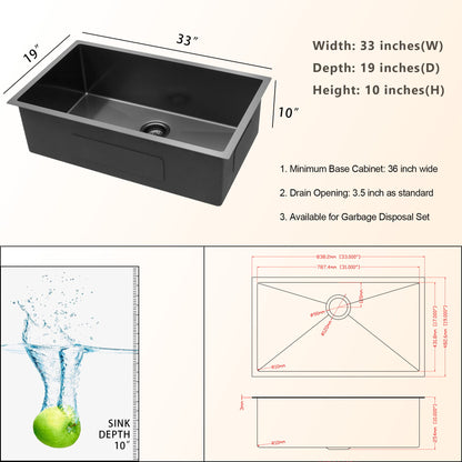 Undermount Kitchen Sink 16 Gauge Stainless Steel