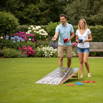 4X2 Ft Large Size Cornhole Board (Set of 2), Outdoor Game Board Set With 8 Bean Bags, Perfect For Lawn, Backyard, Beach, Park - White / Green