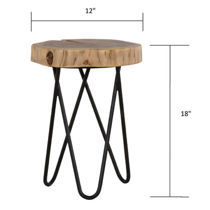 Rustic Accent Round Table With Iron Hairpin Legs