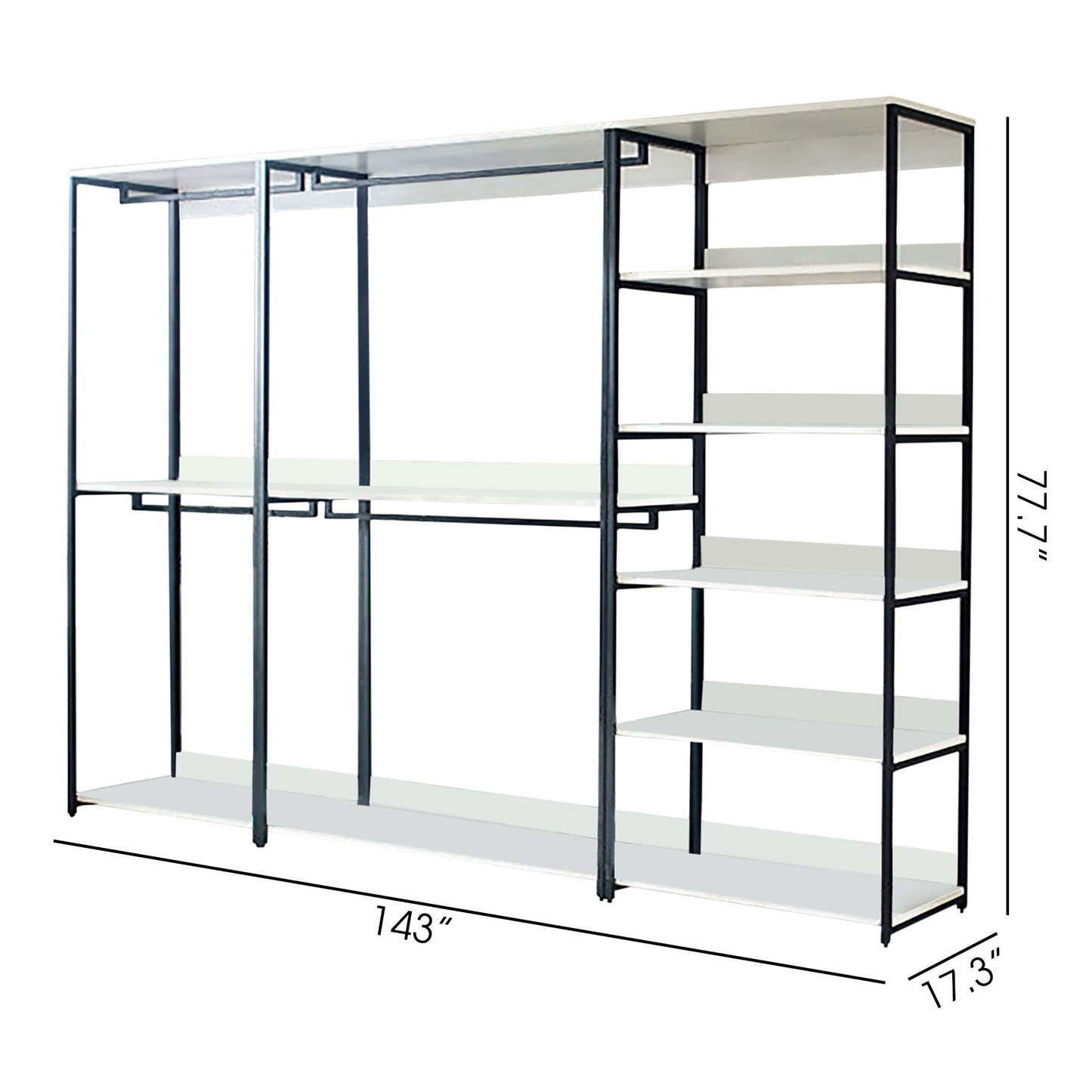 Fiona - Freestanding 3 Tower System Walk In Closet With 7 Shelf Wood And Metal Frame - White