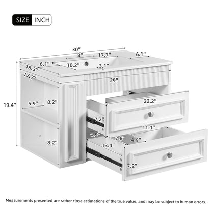 Wall Mounted Bathroom Vanity With 2 Drawers, Sink, Floating Storage Unit