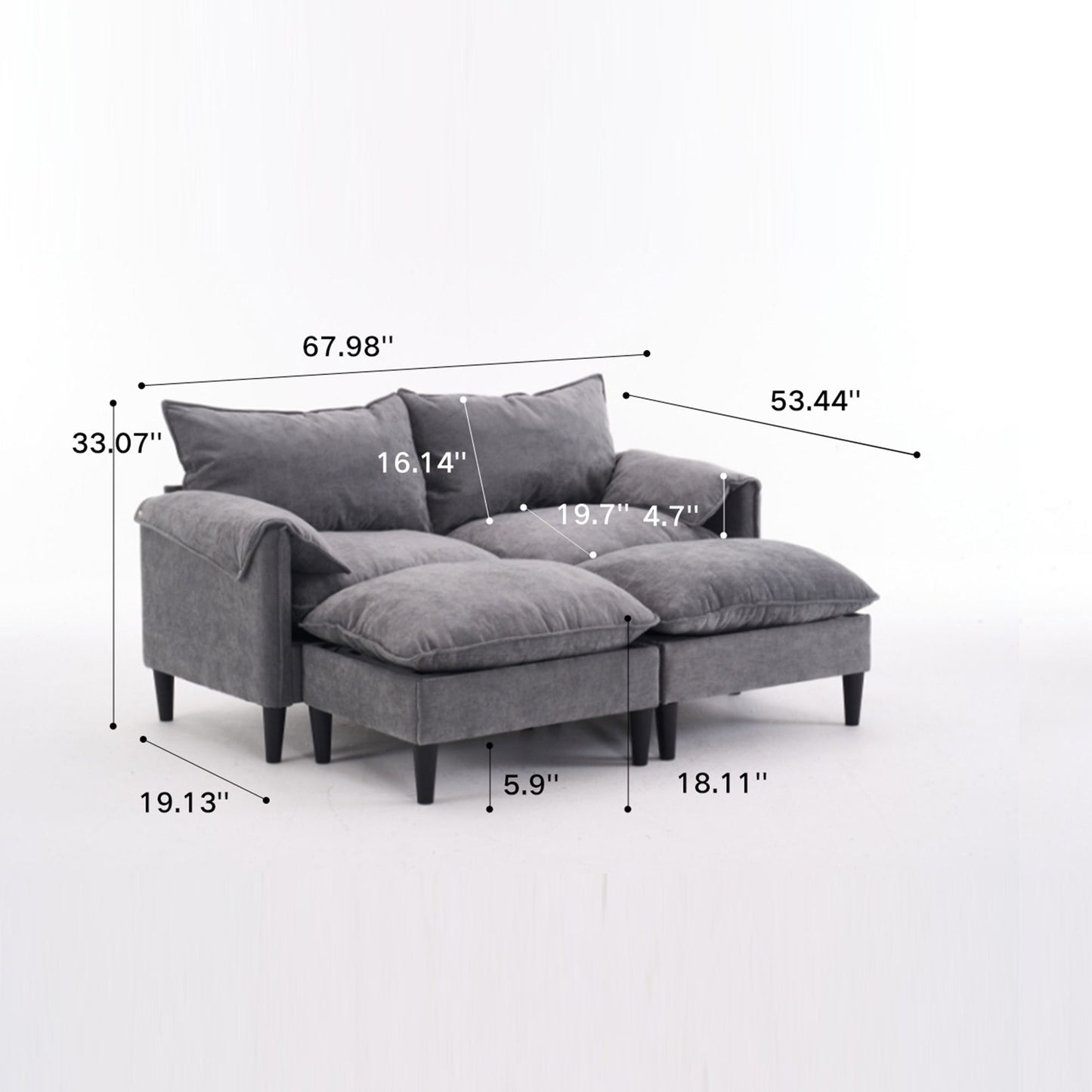 Convertible Combination Sofa With Footstools With Storage