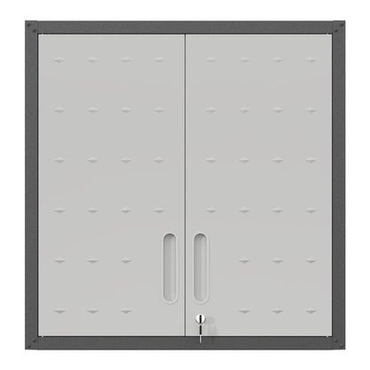 Metal Wall Mounted Tool Storage Cabinet With 2 Locking Doors, Adjustable Shelf, And Drawer