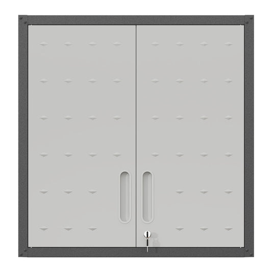 Metal Wall Mounted Tool Storage Cabinet With 2 Locking Doors, Adjustable Shelf, And Drawer