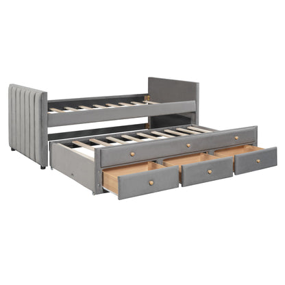 Upholstered Daybed With Trundle And Drawers