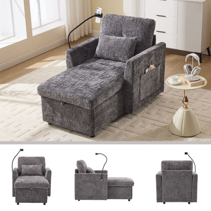 Multifunctional Chenille Recliner Sofa With Storage And Phone Bracket