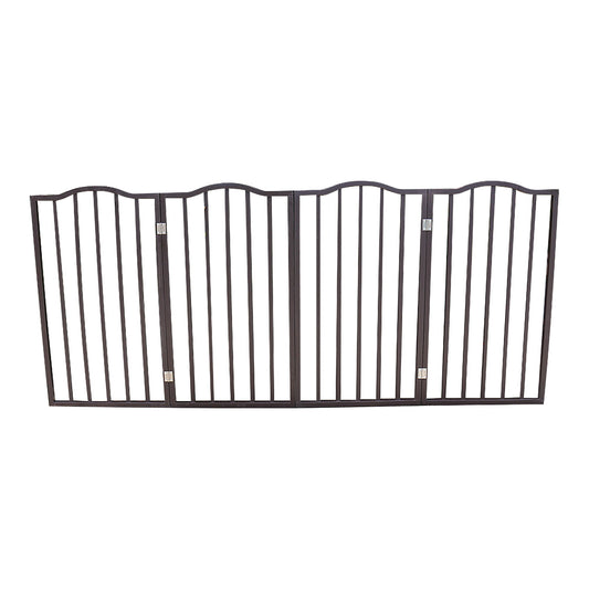 Pet Gate Dog Gate For Doorways, Stairs Or House Freestanding Folding - Dark Brown