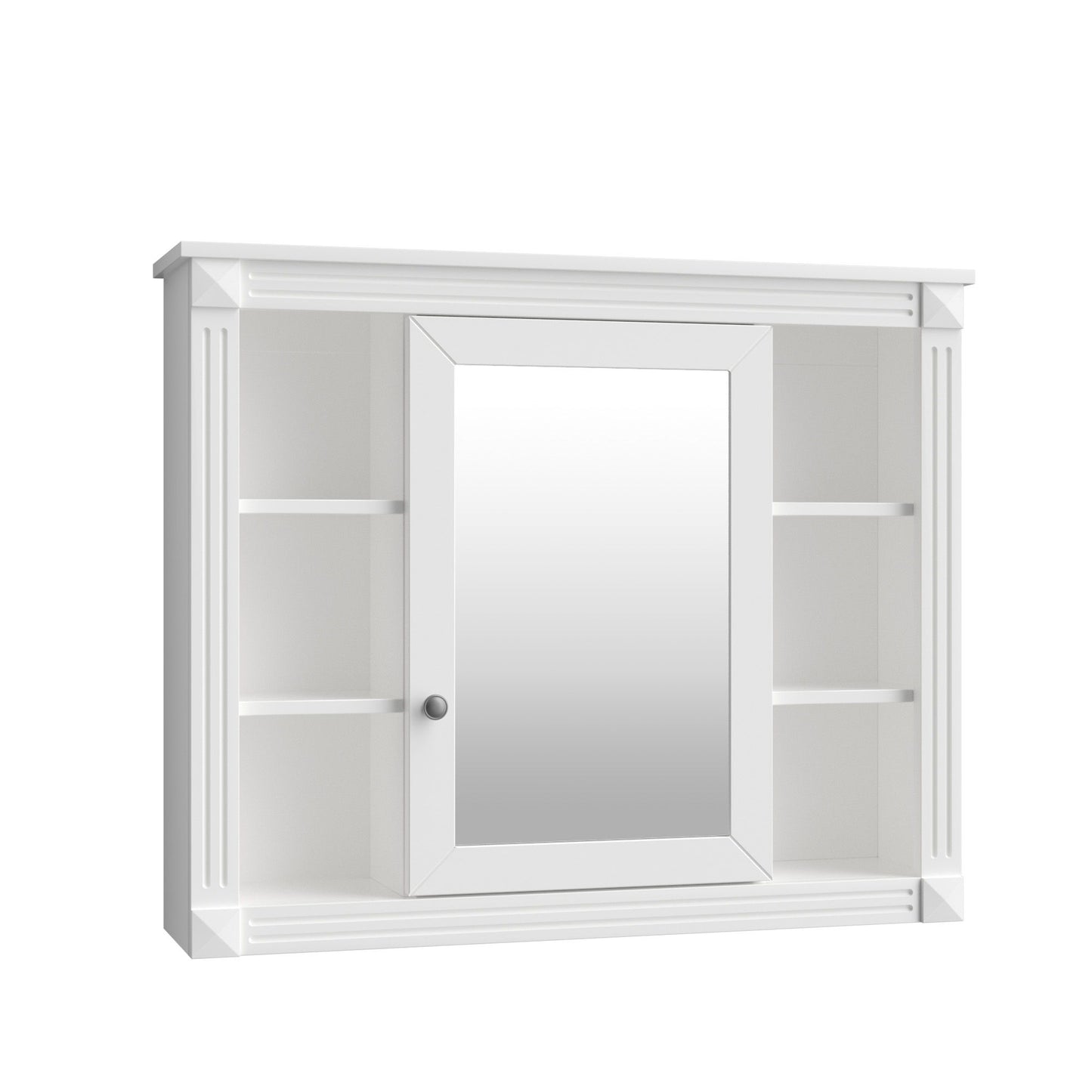 Wall Mounted Bathroom Storage Cabinet With Mirror, Cabinet With 6 Open Shelves And Adjustable Interior
