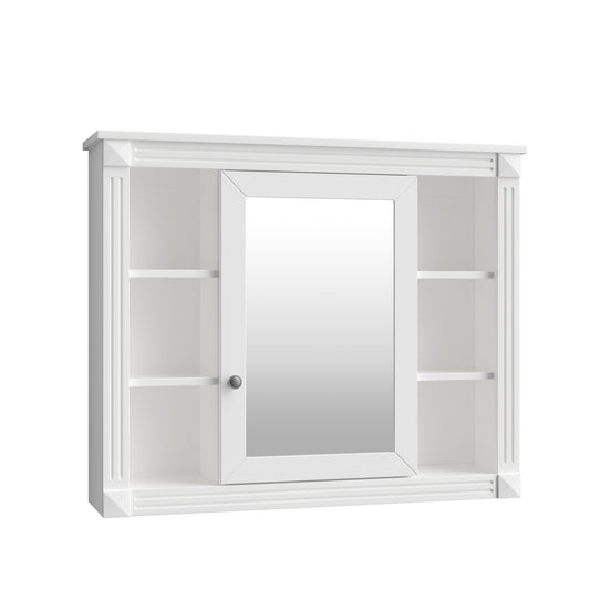 Wall Mounted Bathroom Storage Cabinet With Mirror, Cabinet With 6 Open Shelves And Adjustable Interior
