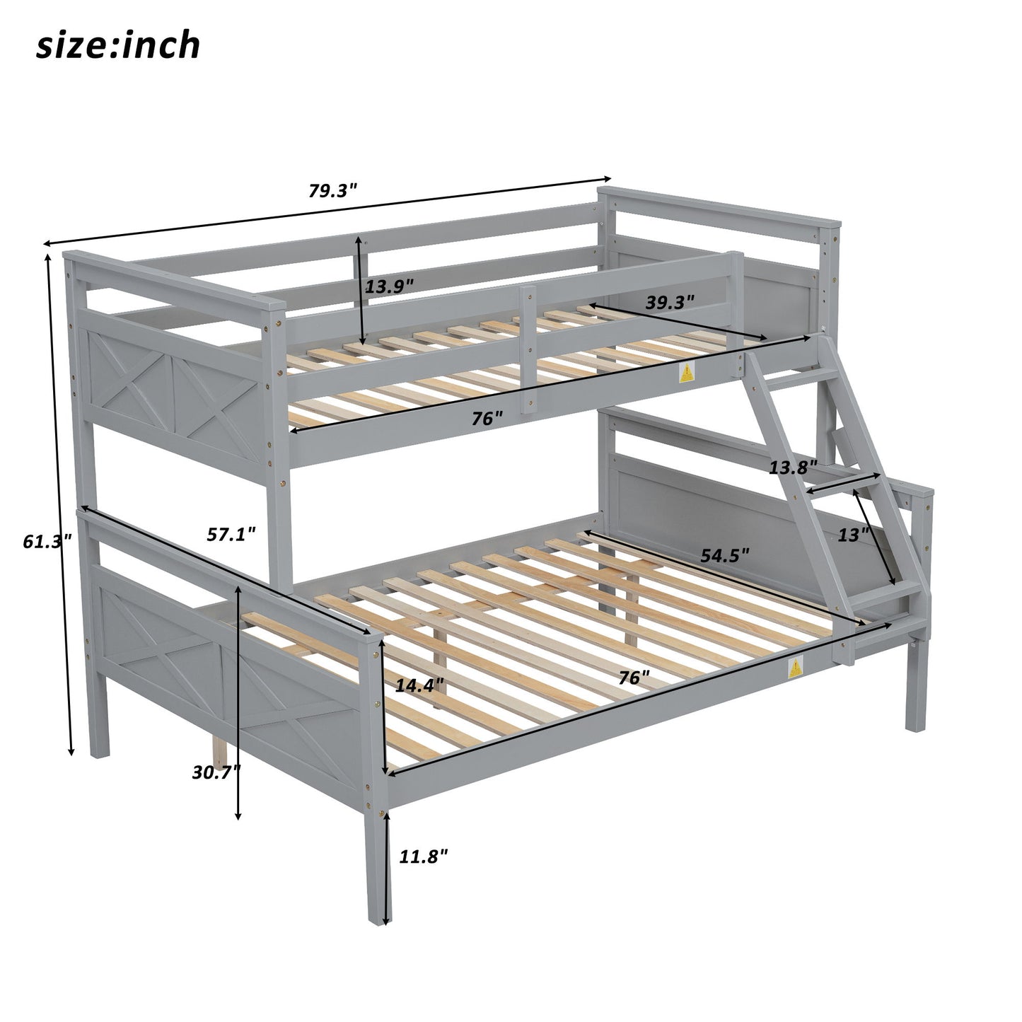 Bunk Bed With Ladder And Safety Guardrail