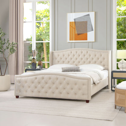 Fontana - Handcrafted Wingback Upholstered Platform Bed Frame