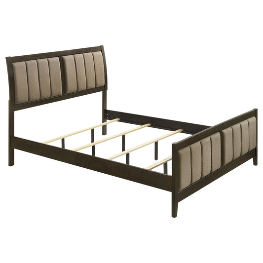 Clement - Upholstered Eastern King Bed - Dark Brown