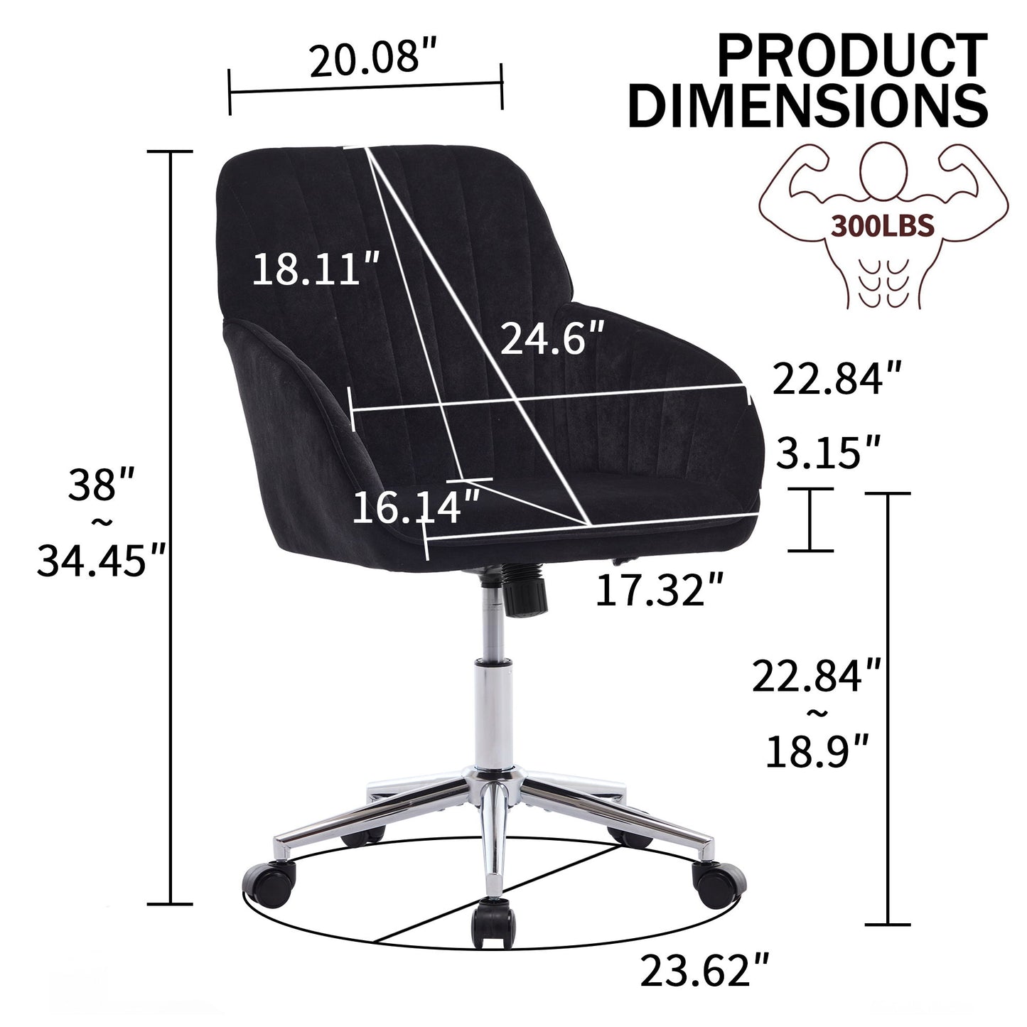 Adjustable Ergonomic Office Chair, Swivel Backrest Seat