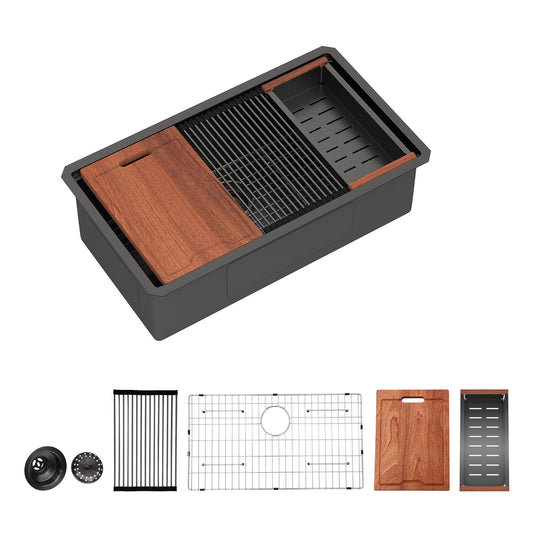 Workstation Kitchen Sink, Single Bowl Undermount