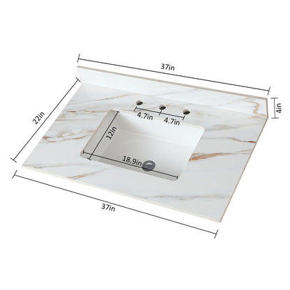 Vanity Top With Undermount Sink And Backsplash, Sintered Stone