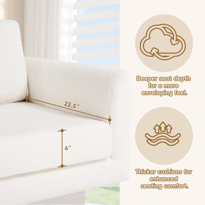 360° Modern Swivel Accent Chair Round Armchair, Thick Padded Single Lounge Sofa Upholstered Comfy