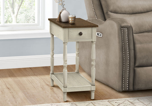 Accent End Table, 2 Tier, Storage Drawer, Traditional Stylish Design