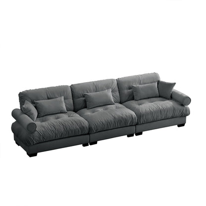 Modern Oversize Sofa With Cloud Like Comfort, Featuring Waist And Throw Pillows