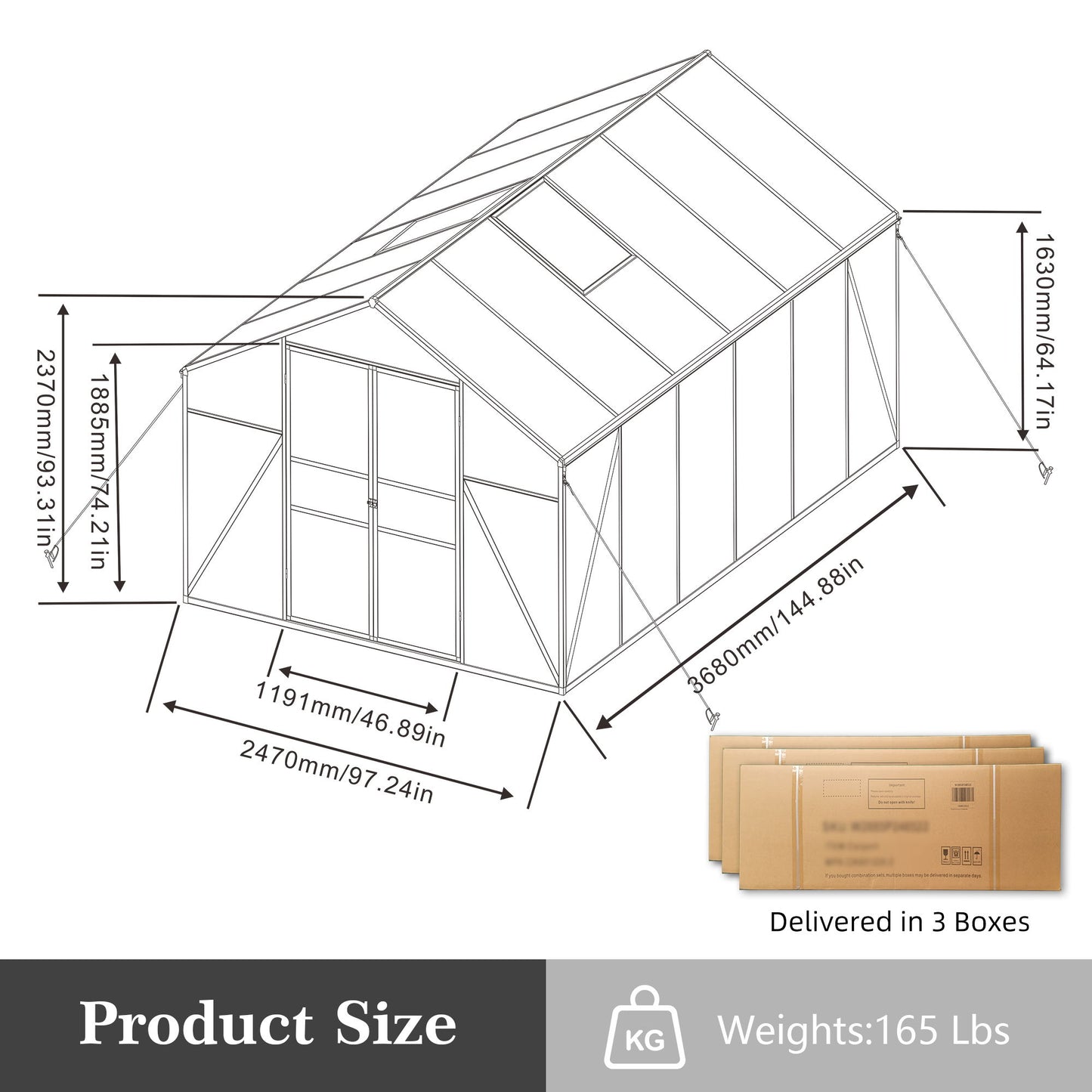 Gain Height Windproof Greenhouse All Season Outdoor Garden Shelter