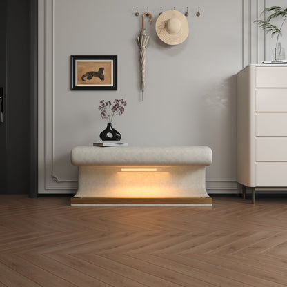 Modern Upholstered Entryway Bench With LED Sensor Light