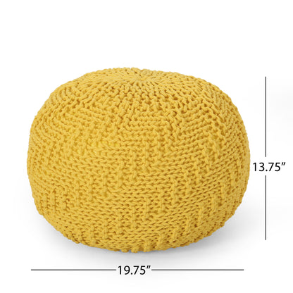 Bordeaux - Knitted Cotton Round Pouf Ottoman