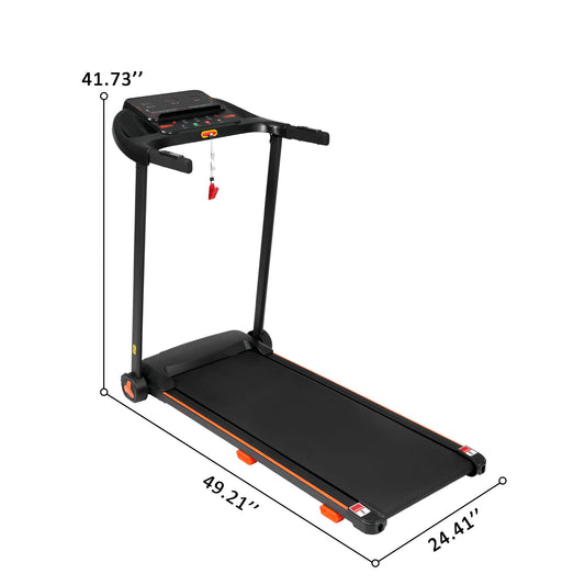 2.5Hp Quiet Folding Treadmill With Heart Rate Sensor, 300Lbs Weight Capacity, With USB Charge Station For Android & Bluetooth Speaker, 6 Shock Absorbing - Black