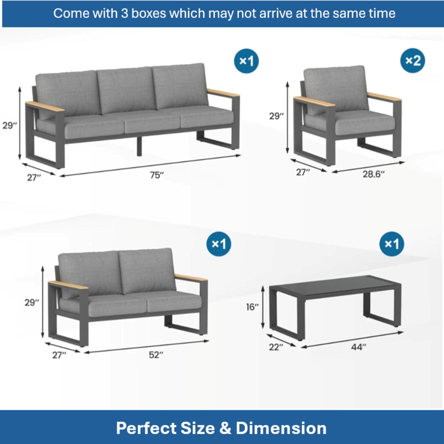 Modern Outdoor Sofa Set With Coffee Table