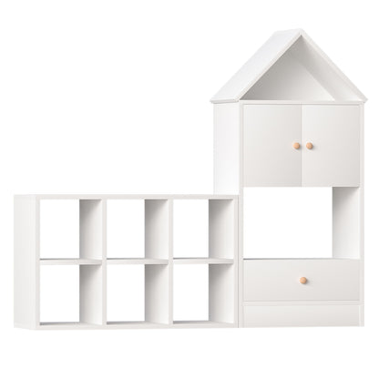 Versatile Children's Bookshelf With House Shaped Design, Multi Functional Storage