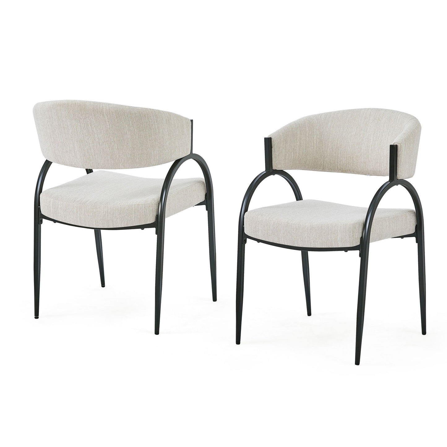 Contemporary Upholstered Dining Chairs With Metal Legs (Set of 2)