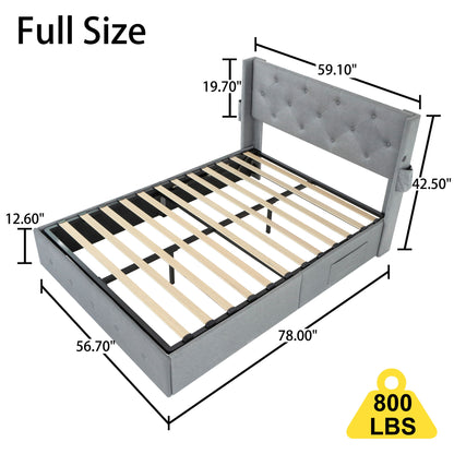 Bed With Gas Lift Storage, USB Ports