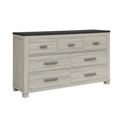 Augusta - Dresser, 7 Spacious Drawers, Block Feet - Beige Brown