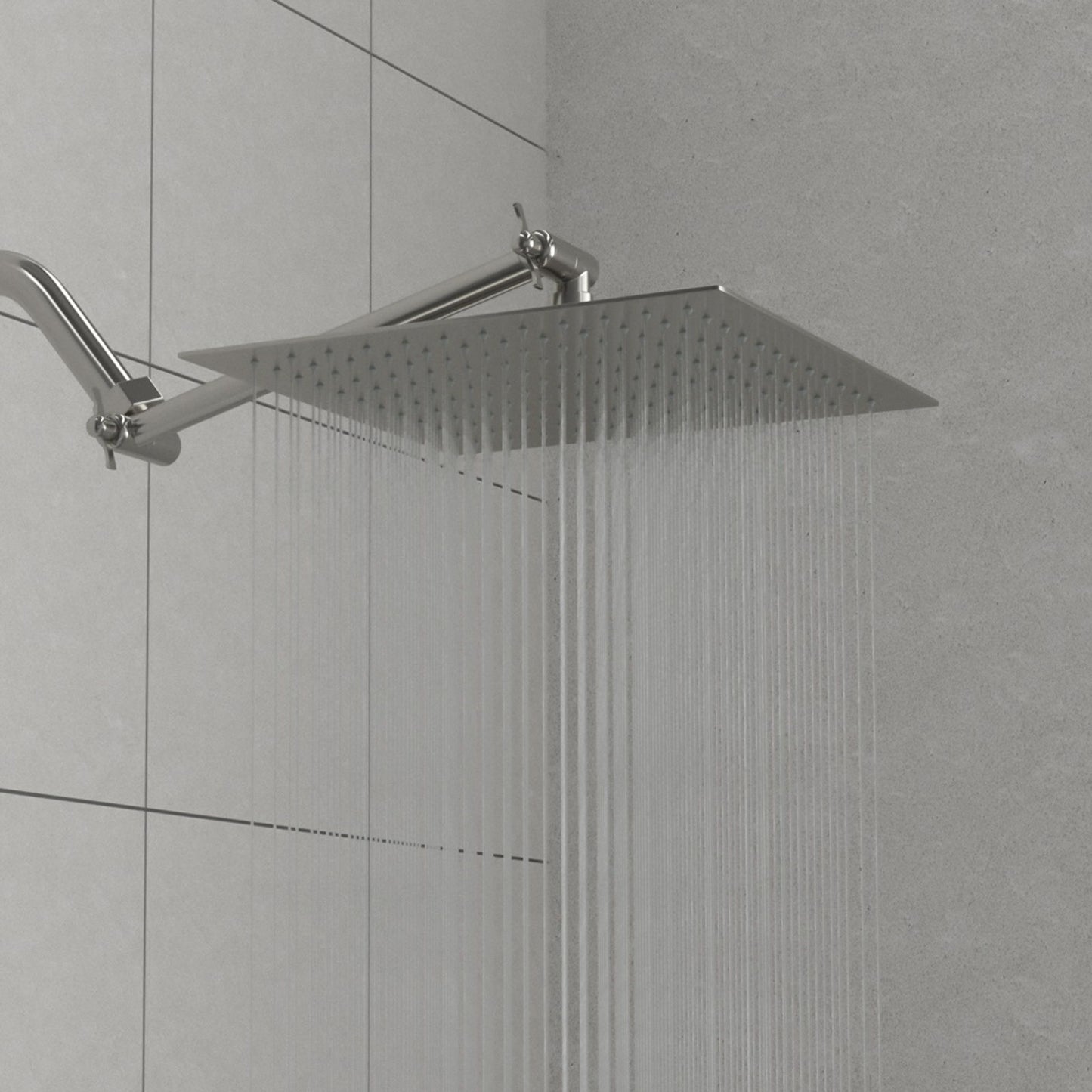 Luxury Rain Shower Head With Adjustable Arm, 10" Square, Stainless Steel - Brushed Nickel