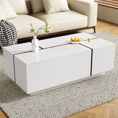 Extendable Coffee Table With 2 Hidden Storage Space And 2 Drawers For Living Room
