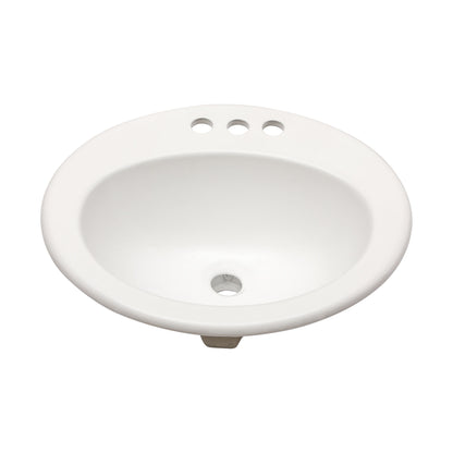 20 X 18" Modern Ceramic Oval Undermount Bathroom Sink With 3 Faucet Holes - White