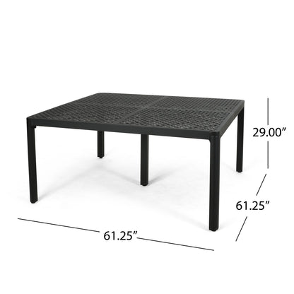 Outdoor Modern Aluminum Dining Table With Woven Accents