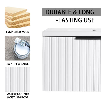 Contemporary Wall Mounted Bathroom Vanity With Resin Double Sink