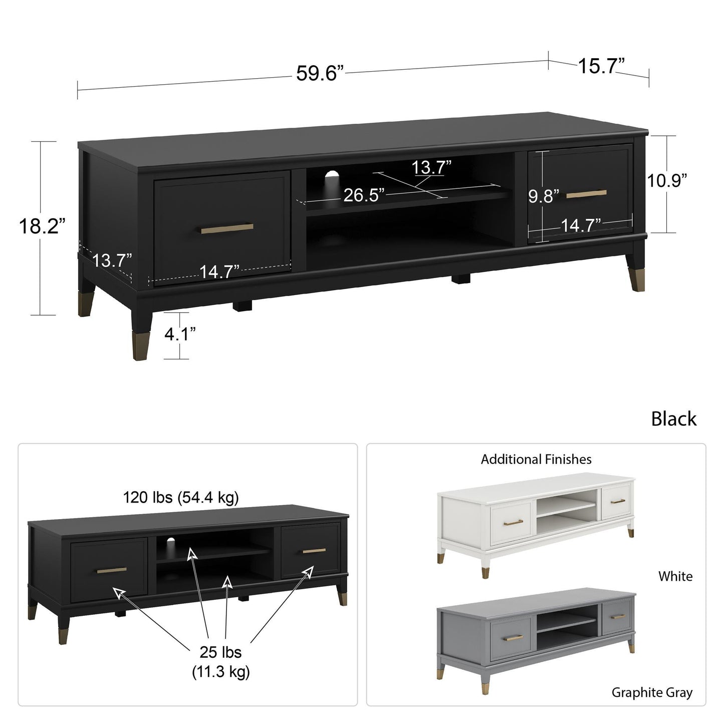 Westerleigh - TV Stand - Dark Gray